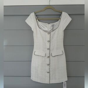 Sau Lee Dresses | Sau Lee Annabelle Tweed White Mini Dress